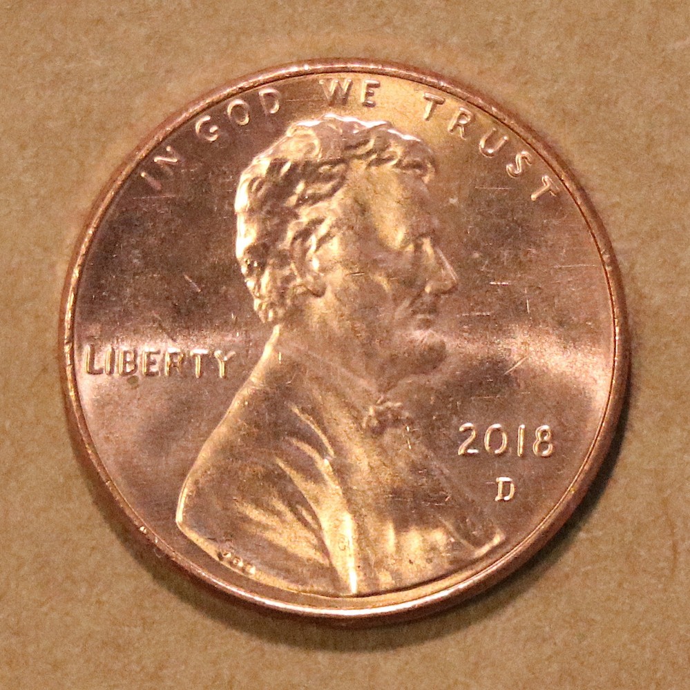 2018 D Lincoln Shield cents BU