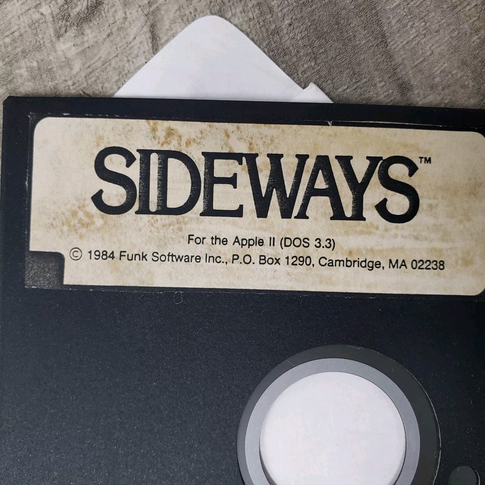 Sideways 1984 Funk Software Apple II (Dos 3. 3) Computer Rotate Spreadsheet