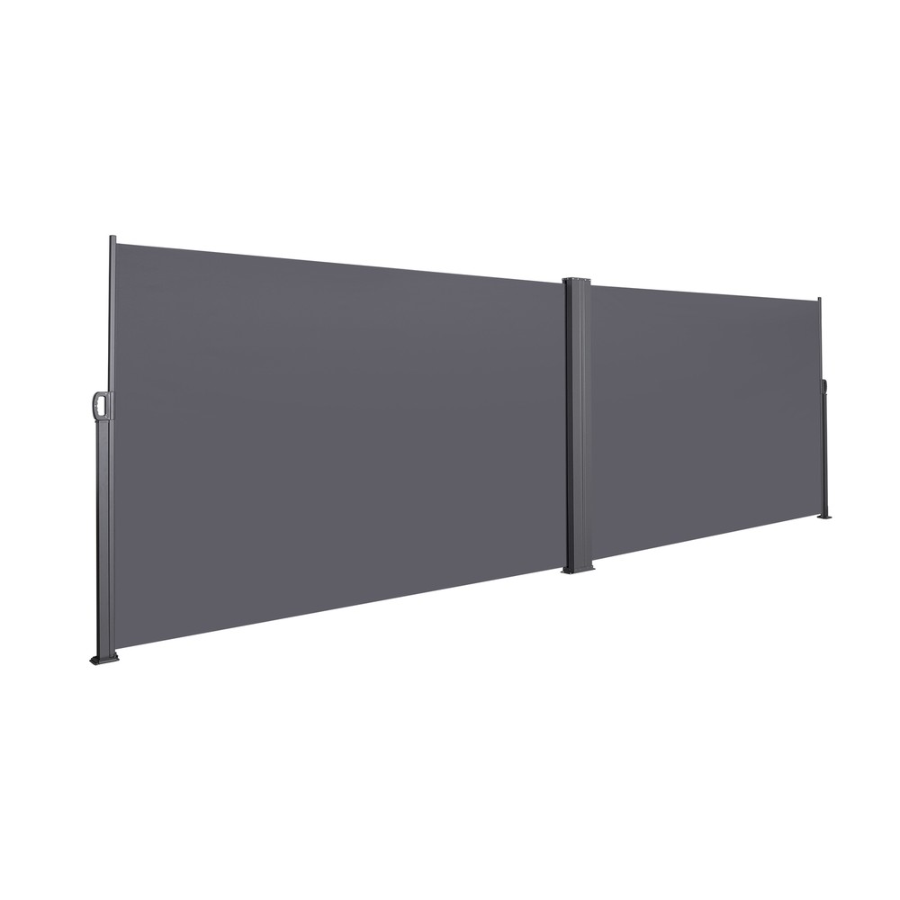 276" x 71'' Retractable Side Screen Awning, UV Resistant, Waterproof -Dark Grey