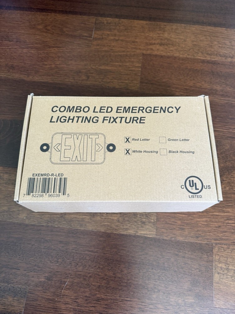 All LED Decorative Red Exit Sign & Emergency Light Combo with Battery Backup