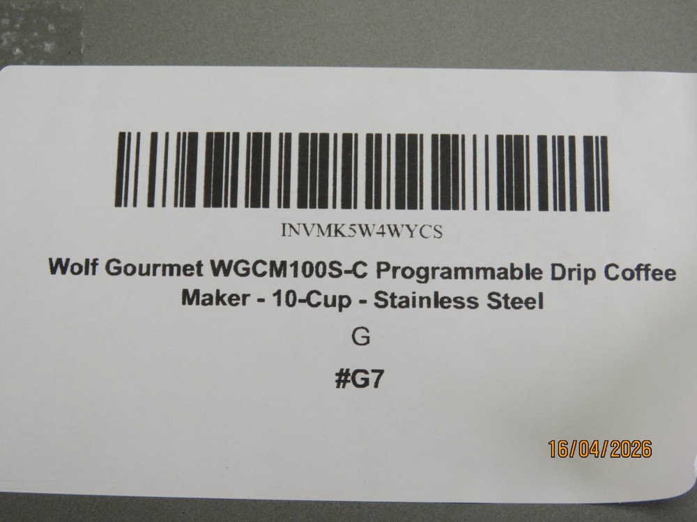 Wolf Gourmet Programable Coffee Maker WGCM100S Auto Drip System Red Knobs [G7]