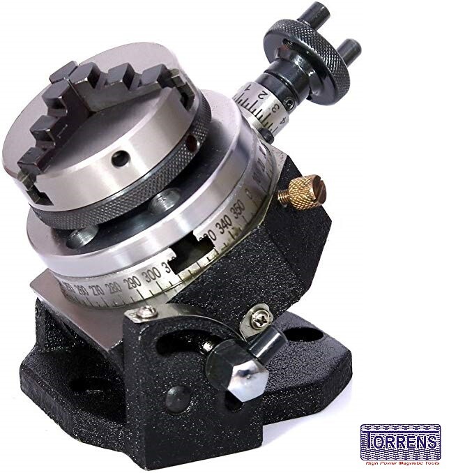 4'' Tilting Rotary Table with 65mm 3 jaw Self Centering Chuck And Backplate Tool