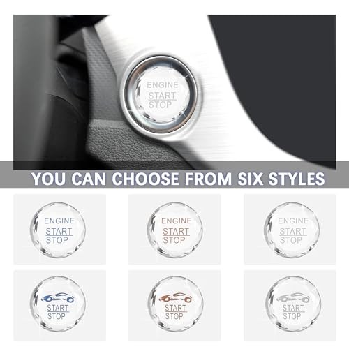 Bling Push Start Button Cover,Crystal Rhinestone Start Button Silver Engine