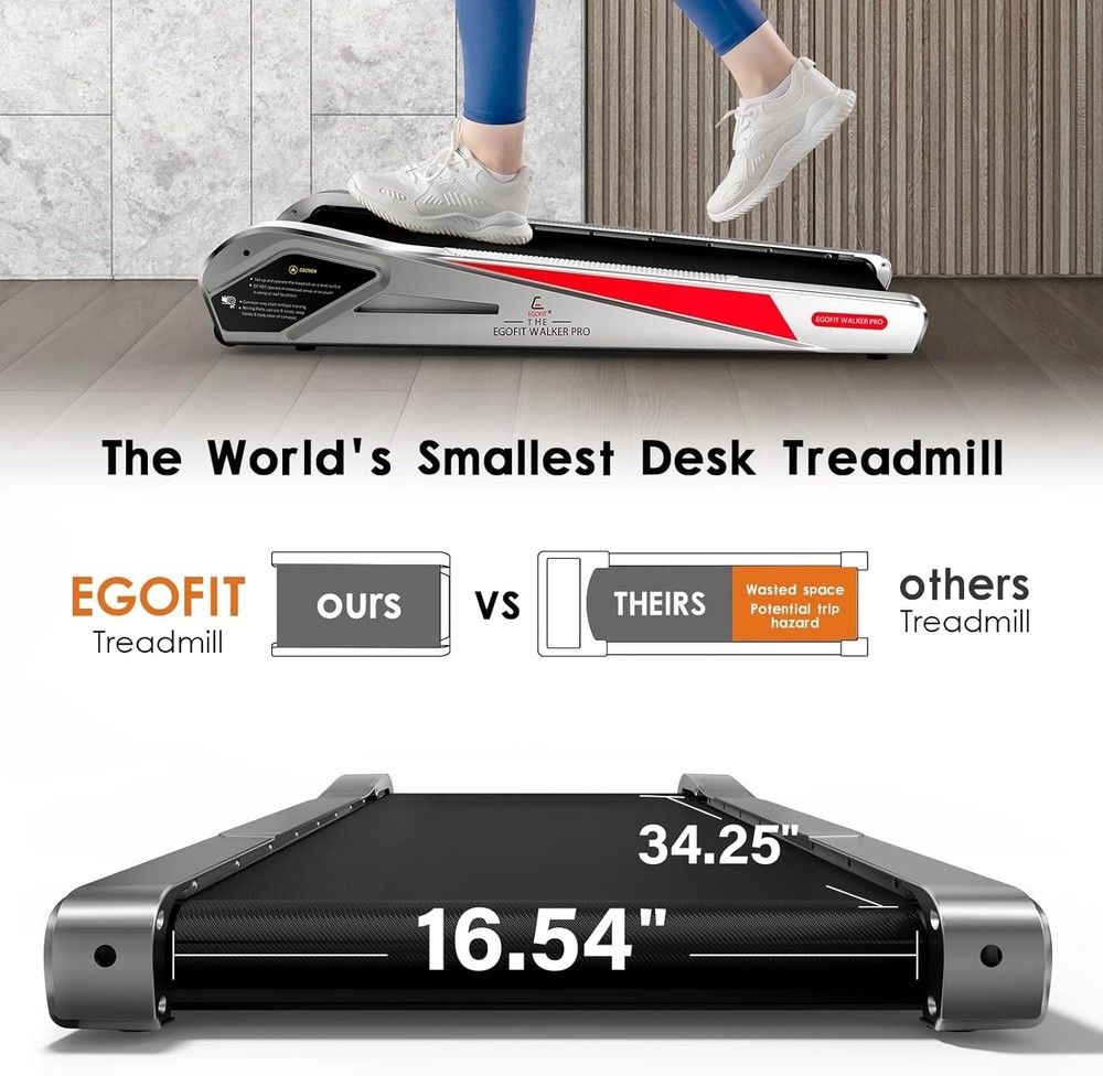 Egofit Walker Pro/Plus Under Desk Treadmill 5% Incline Quiet Compact Home Office