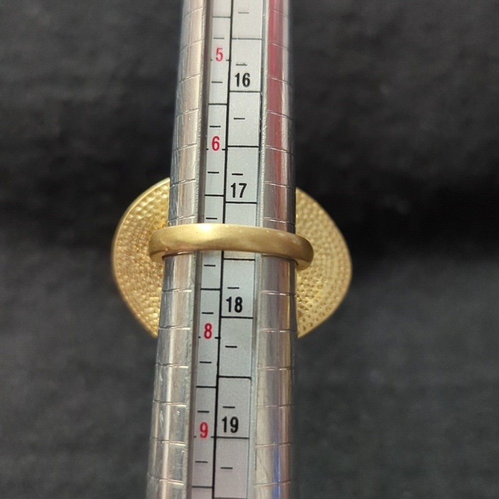 Solid Brass Clear CZ Oversized Chunky Disc Statement Cocktail Ring - Size 7