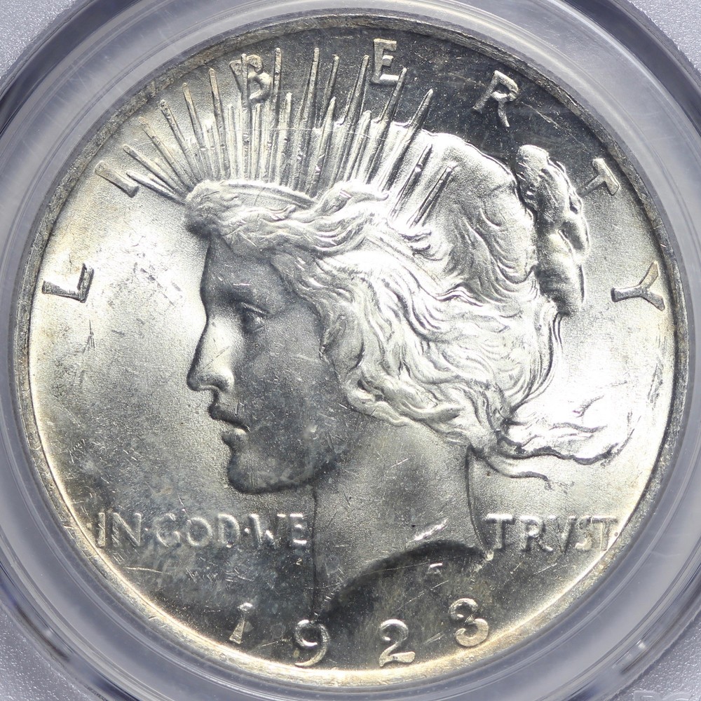 BU 1923 Peace Silver Dollar PCGS MS63 JJFB