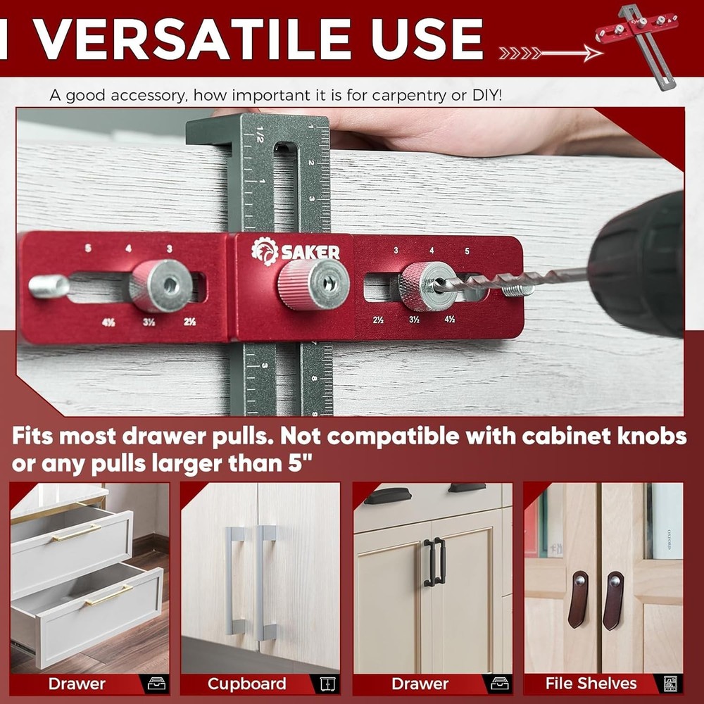 Cabinet Hardware Doweling Jig - Cabinet Handle Template Tool for Knobs and Pu...