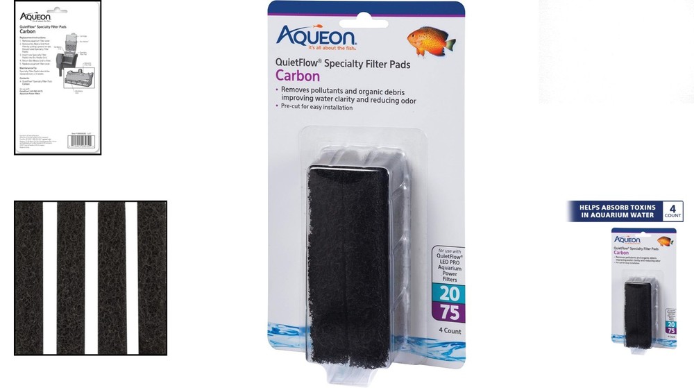 Replacement Carbon Specialty Filter Pads for QuietFlow LED PRO Filters - 4 Count