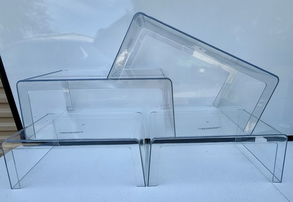 4pcs Clear Risers Display Stands,Plastic Risers for Display,Transparent Acryl...