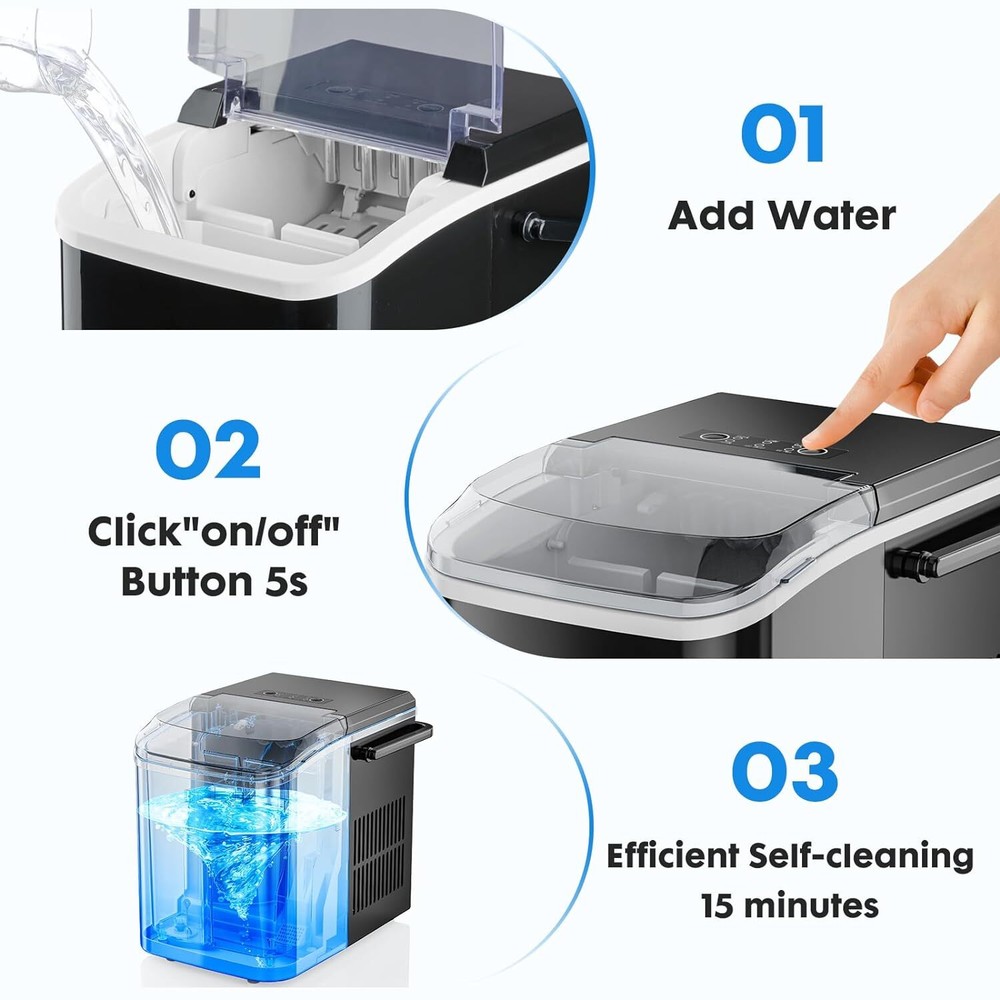 Portable Ice Makers Countertop with Self-cleaning Function Ready 9 Cube in 6 Min