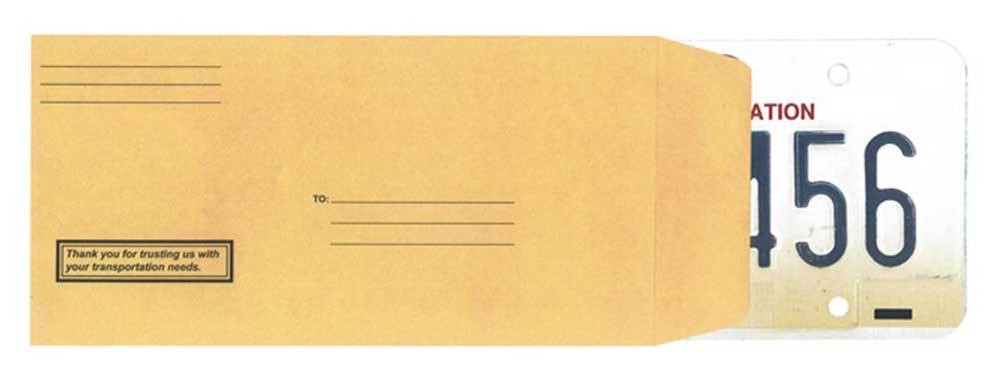 Printed License Plate Envelopes - Self Sealing - Press & Seal (100 per box)