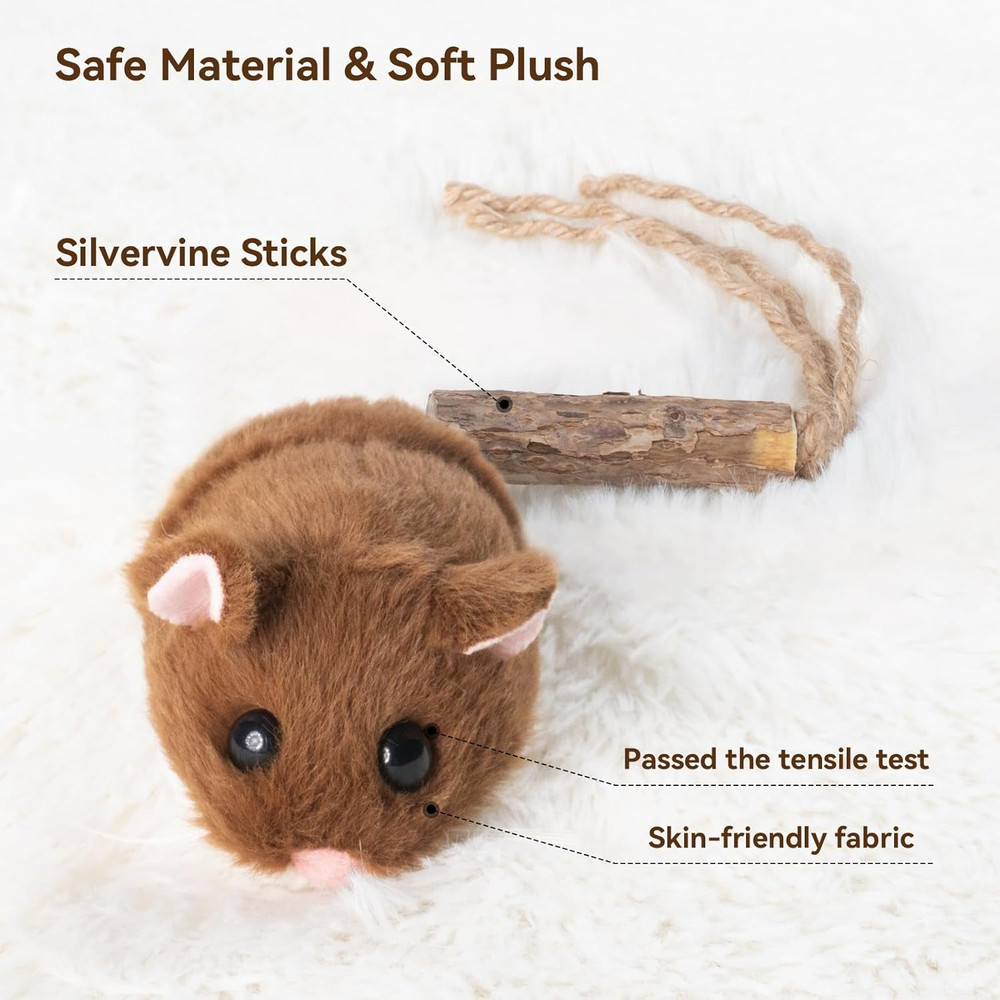 Migipaws Interactive Migimouse Cat Toy 360° Rolling & Spin with Wiggling Tail fo
