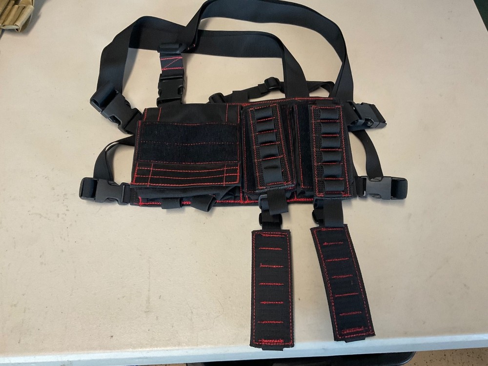 S.O.E. tactical gear 12 guage micro rig , complete set . new black / red thread