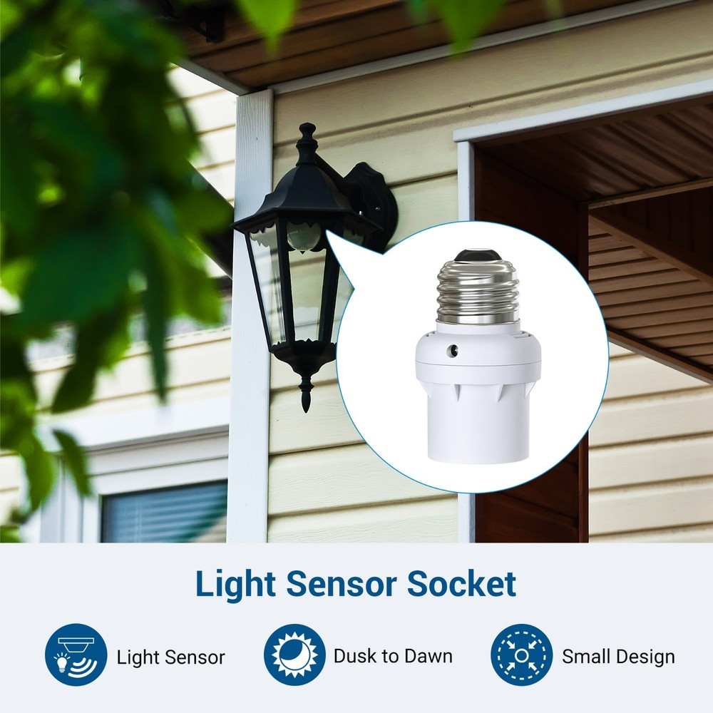 DEWENWIL 6 Pack Light Sensor Socket, Dusk to Dawn Light Socket, E26/E27, White