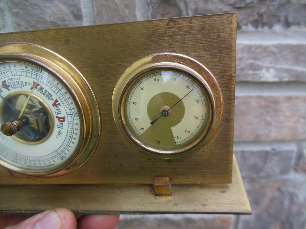 Vintage Lufft Made Western Germany Barometer Hygrometer Temperature Solid Brass