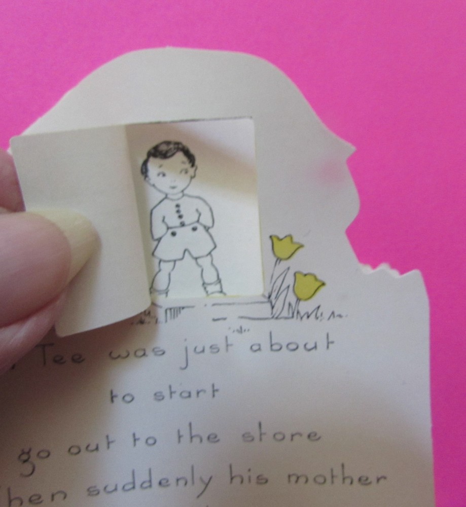 (2) 1930's VINTAGE EASTER CARDS, DOORS OPEN TO PEEK INSIDE & BOTH SO CUTE! EA2