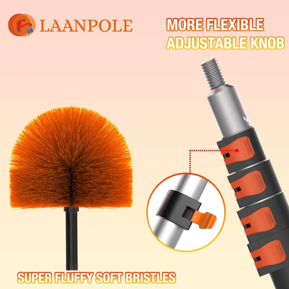 20FT Cobweb Duster with Extension Pole, Spider Web Brush for Cleaning Extenda...