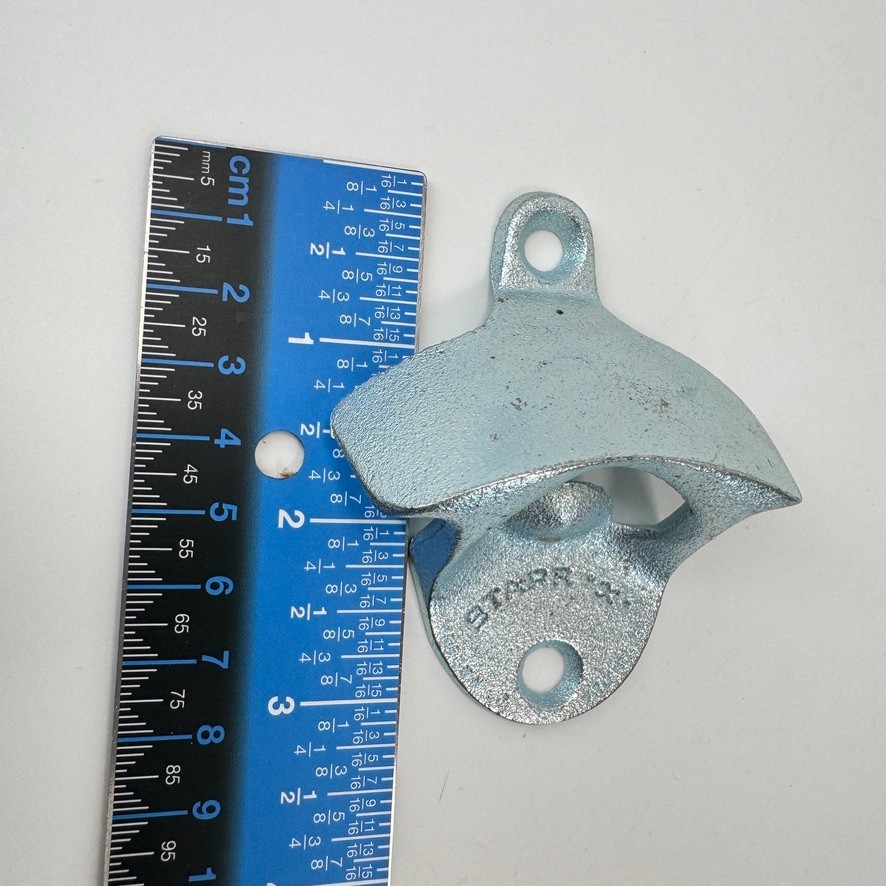 Starr Plain Silver Beer Soda Bottle Opener Wall Mounted Galvanized Cast Iron