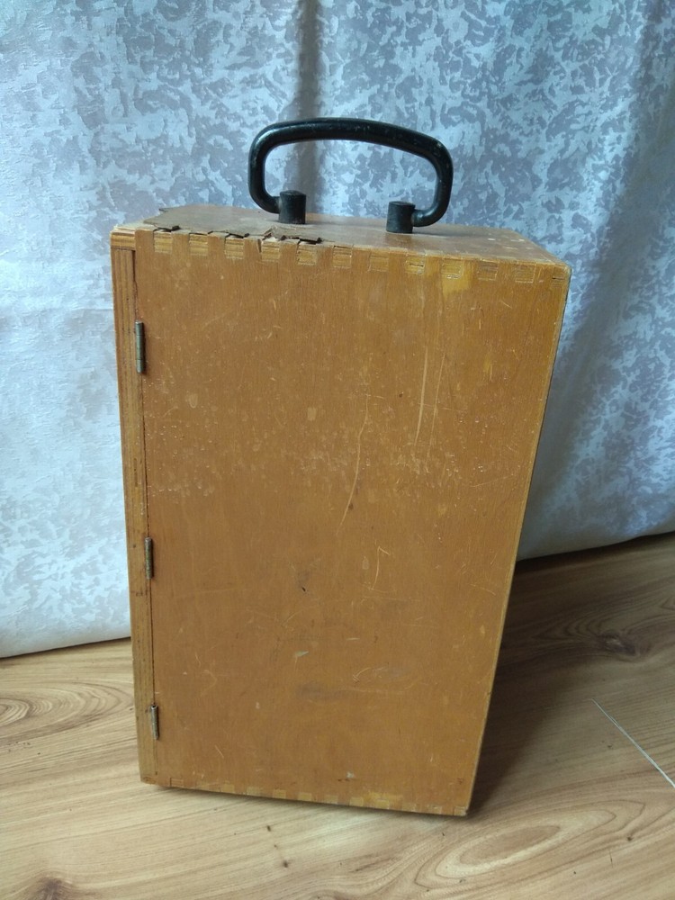 RARE Vintage Wooden Microscope Original Box antique