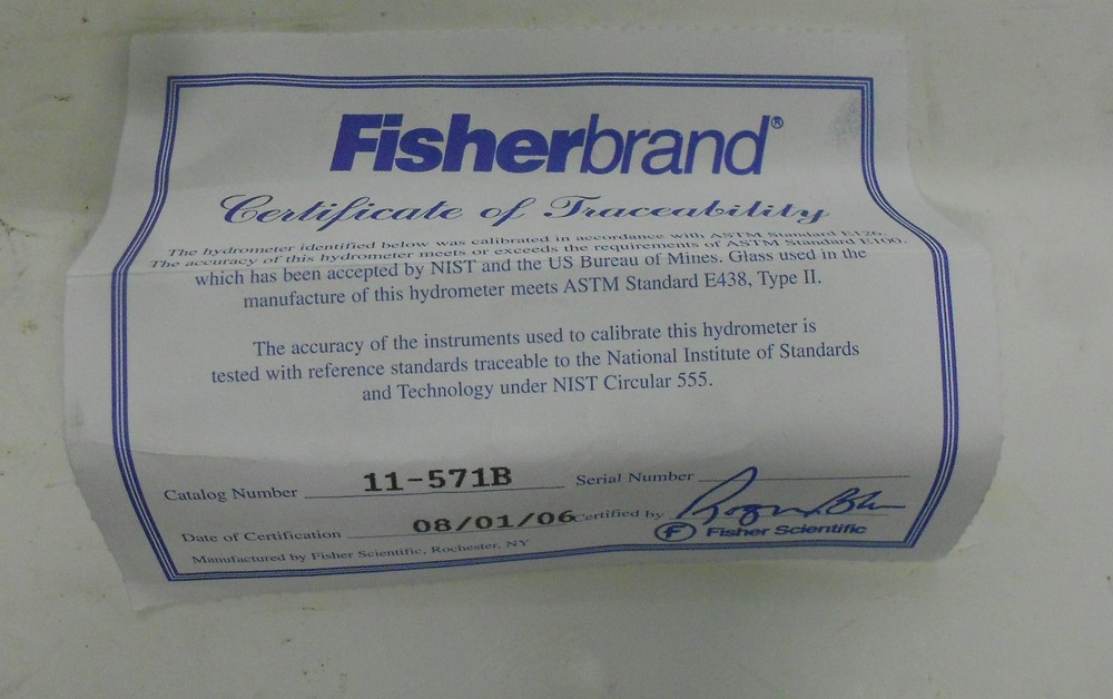 FISHERBRAND HYDROMETERS, 11-571B