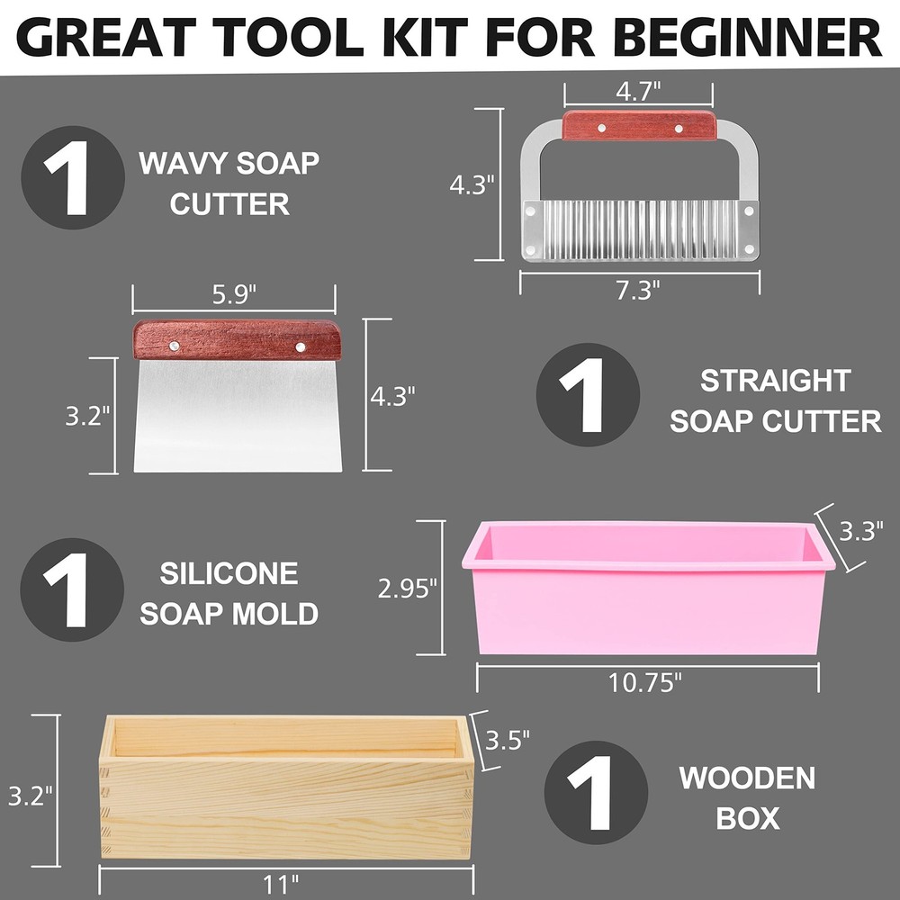 Rectangular Soap Mold Kit with Cutter- 42oz Flexible Silicone Loaf Soap Mold ...