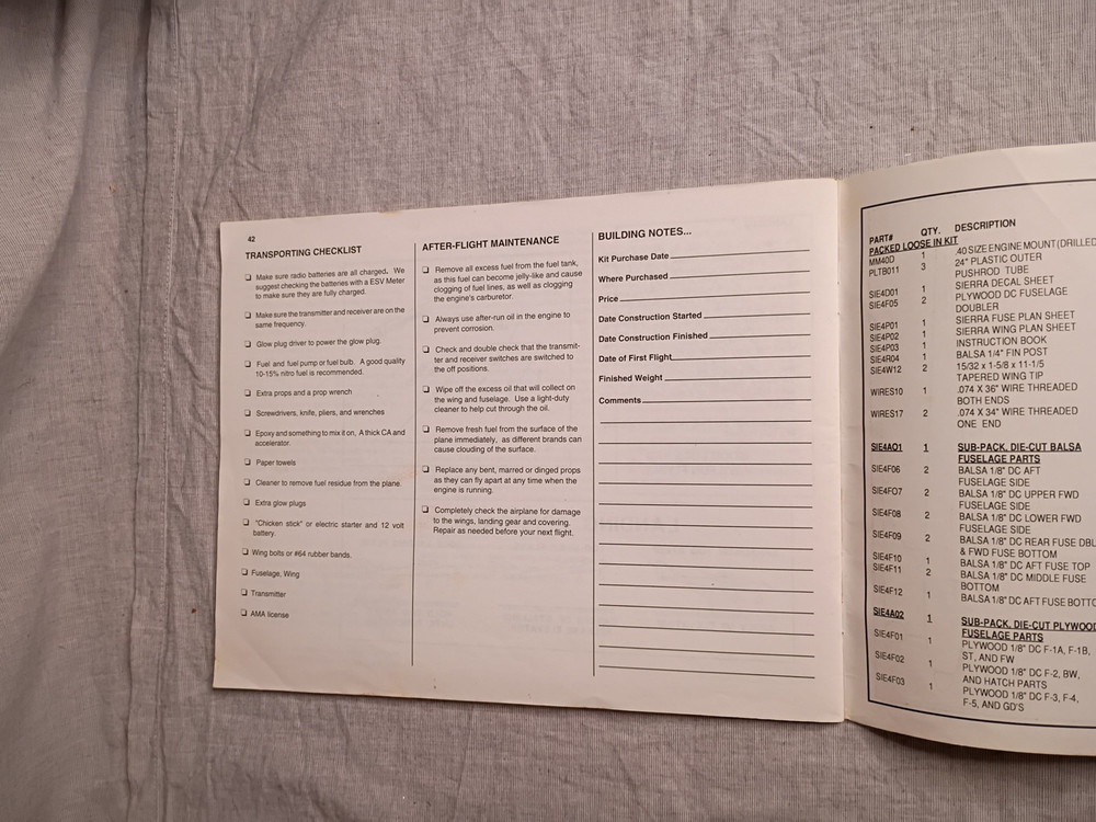 Top Flite Sierra Instruction Book