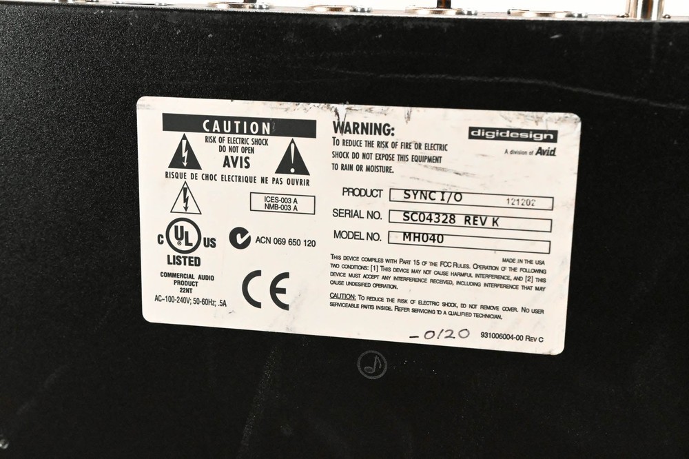 Digidesign SYNC I/O for Pro Tools CG01SRW