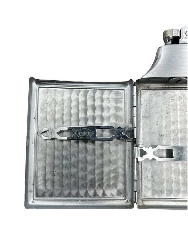 Vintage Ronson Combo Silver Tone Cigarette Case With Lighter Art Deco Untested