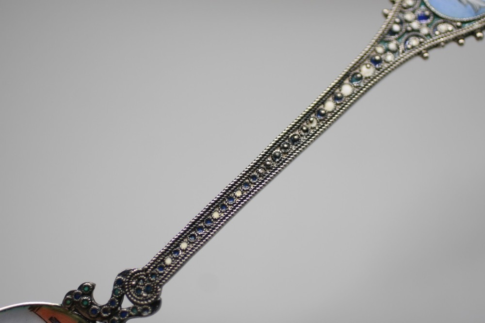 800 Silver Enamel Souvenir Spoon Z1