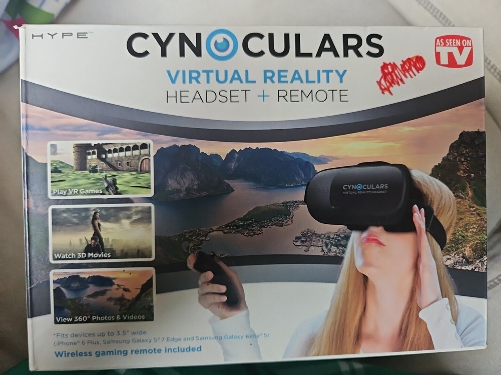 Cynoculars Virtual Reality Headset + Tested Remote W/FRESH BATTERIES