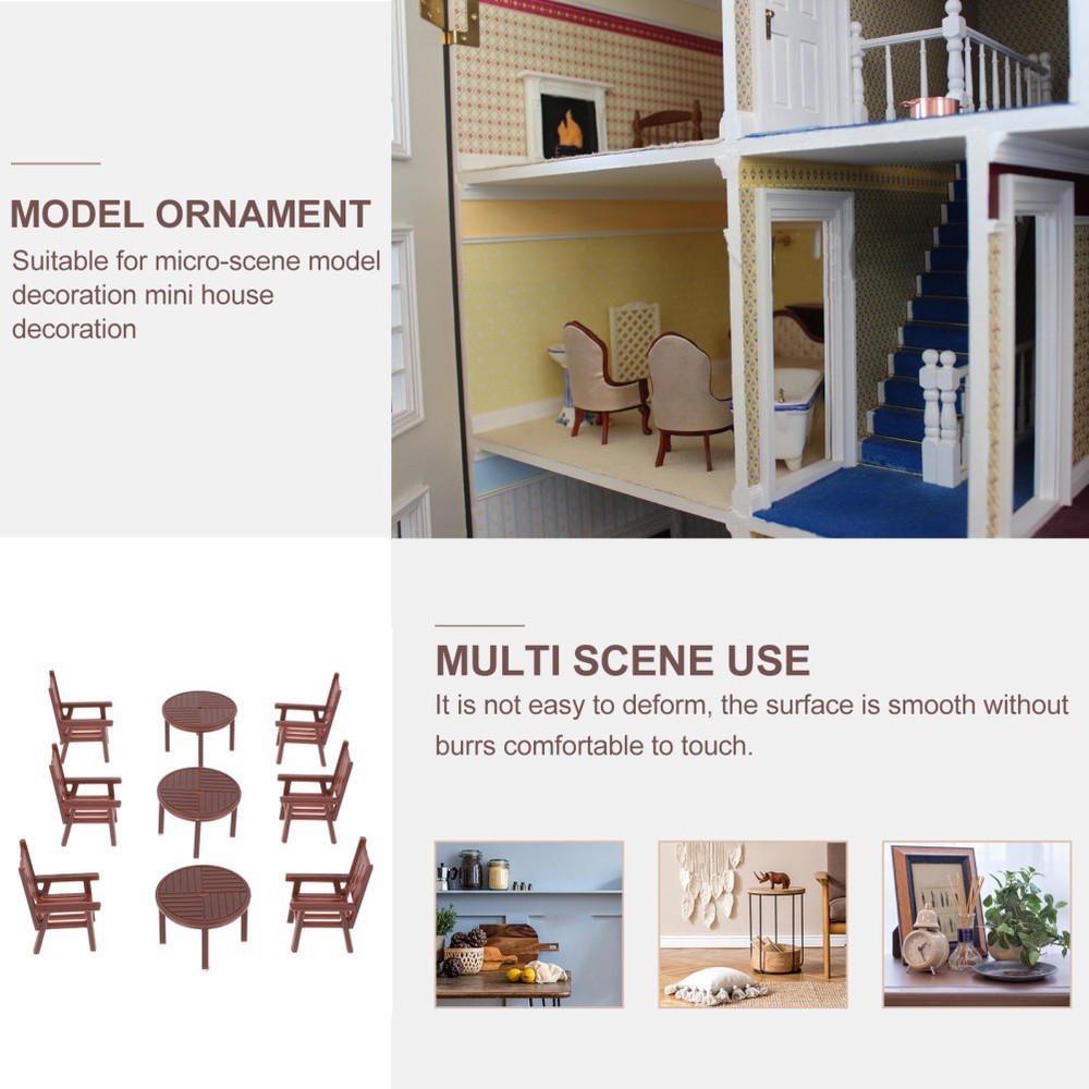 4 Sets Mini Table Chair Set Plastic Chair Model Playhouse Decor Accessory