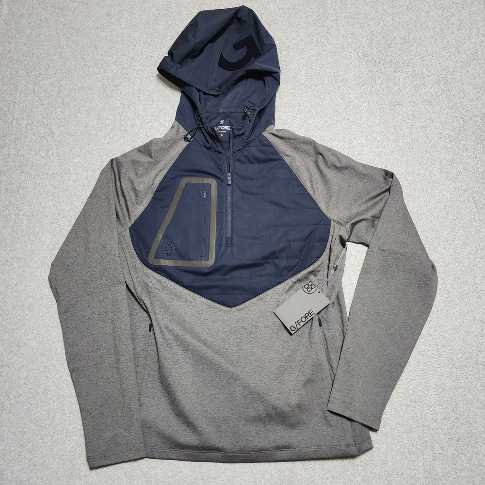 G/Fore Men's Size Small New Hooded Tech Interlock Quarter Zip Golf Pullover NWT