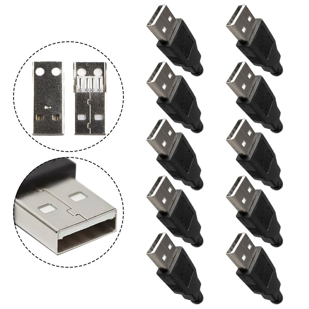 Experience Optimized USB 2 0 Male Connector Black Plastic Case Pack of 10