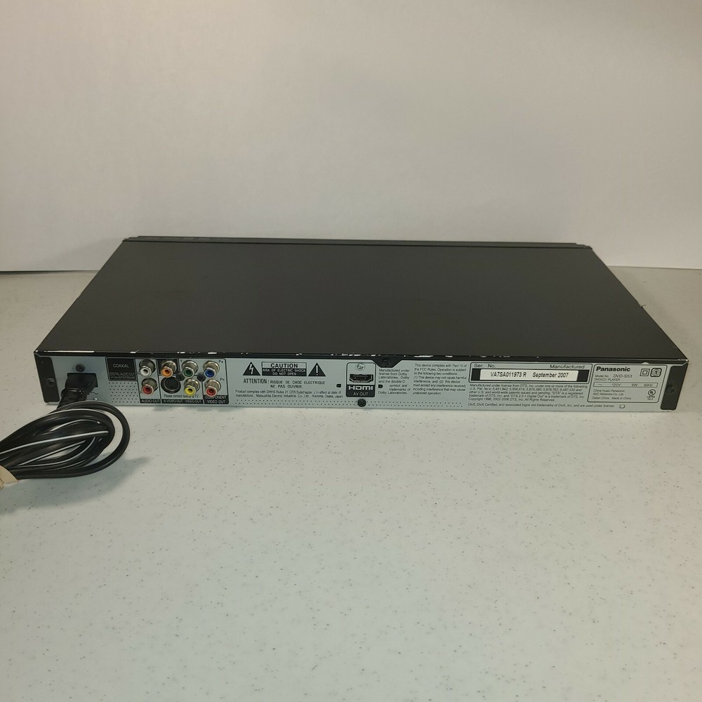 Panasonic DVD Player DVD-S53 Tested & WORKING No Remote Control