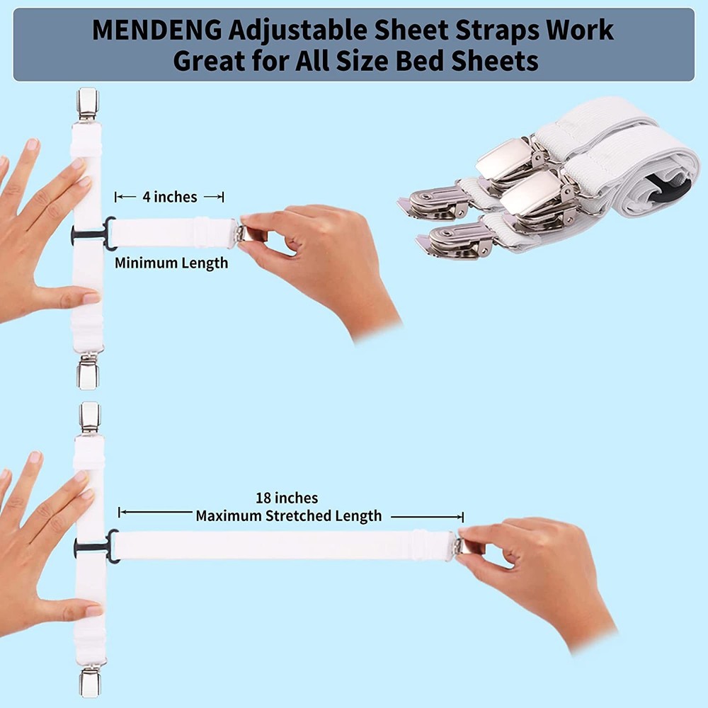 Bed Sheet Straps Fitted Sheet Holders for Corners King Queen Size Mat