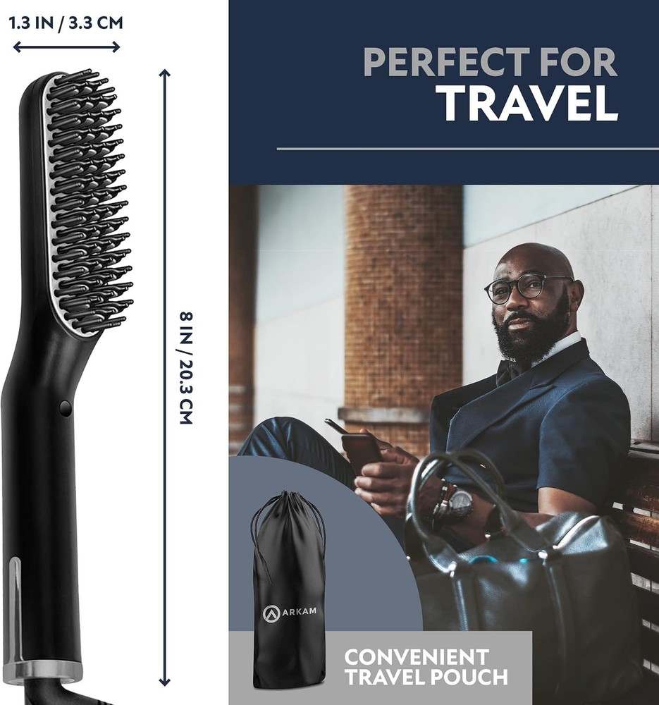 Stylish & Efficient Beard Straightener Brush - Perfect for Medium Length Beards
