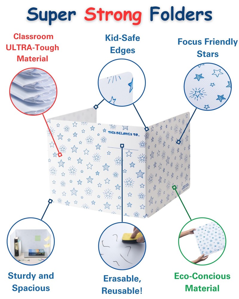 25 Privacy Folders for Students, Erasable Privacy Shields for Student Desks, ...