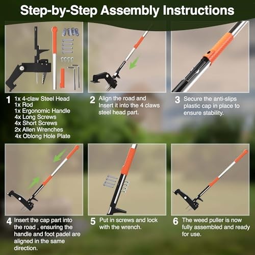 Manual Stand Up Weed Puller Tool with Long Handle | Extandable Weed Puller