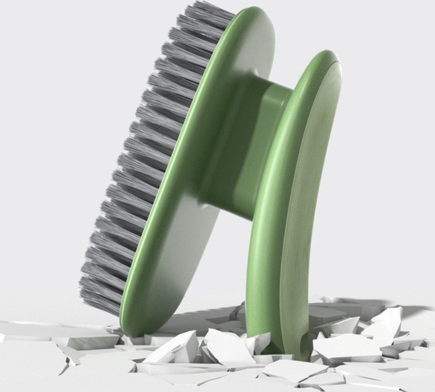 Green & Black Plastic Scrub Brush Set, Ergonomic Handle, 2 Pack