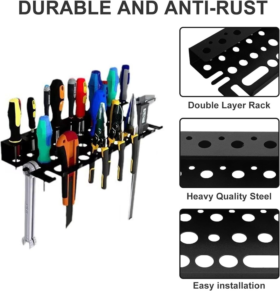 Wall-Mounted Tool Organizer 40cm Metal Tool Holder Storage Rack for Wrenches.