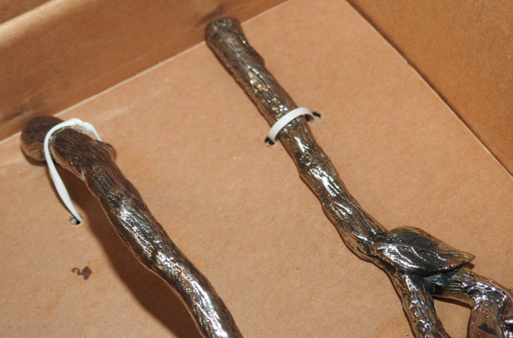 Bombay Company Silver Tone Leaf & Twig Wedding Cake Knife & Server Serving Set