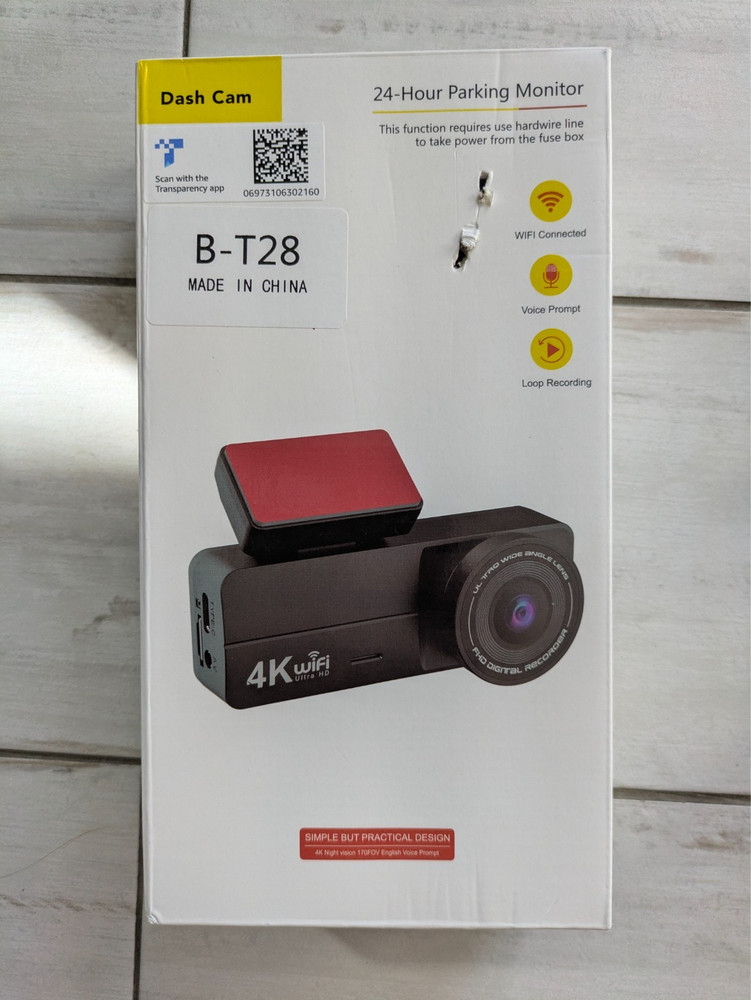 4K Dashcam with WiFi Display App Control 2160P Night Vision Car Camera Loop