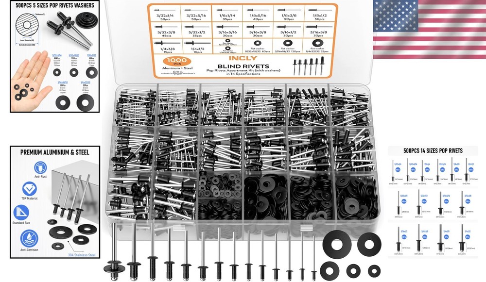 Pop Rivets Assortment with Storage Case