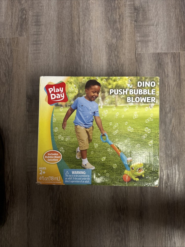 Play Day Dino Push Bubble Blower Includes Bubble Blast Solution Ages 2+