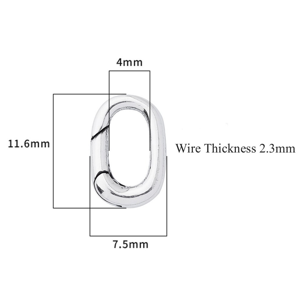TINY STERLING SILVER 925 Snap Clasp Bail Link Lock Oval for Charm Pendant A5284