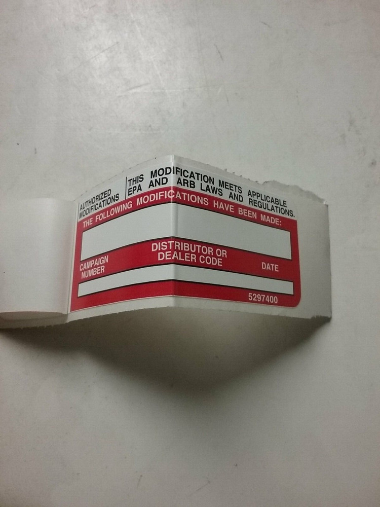 5297400 CUMMINS LABEL, AUTHORIZED CHANGE