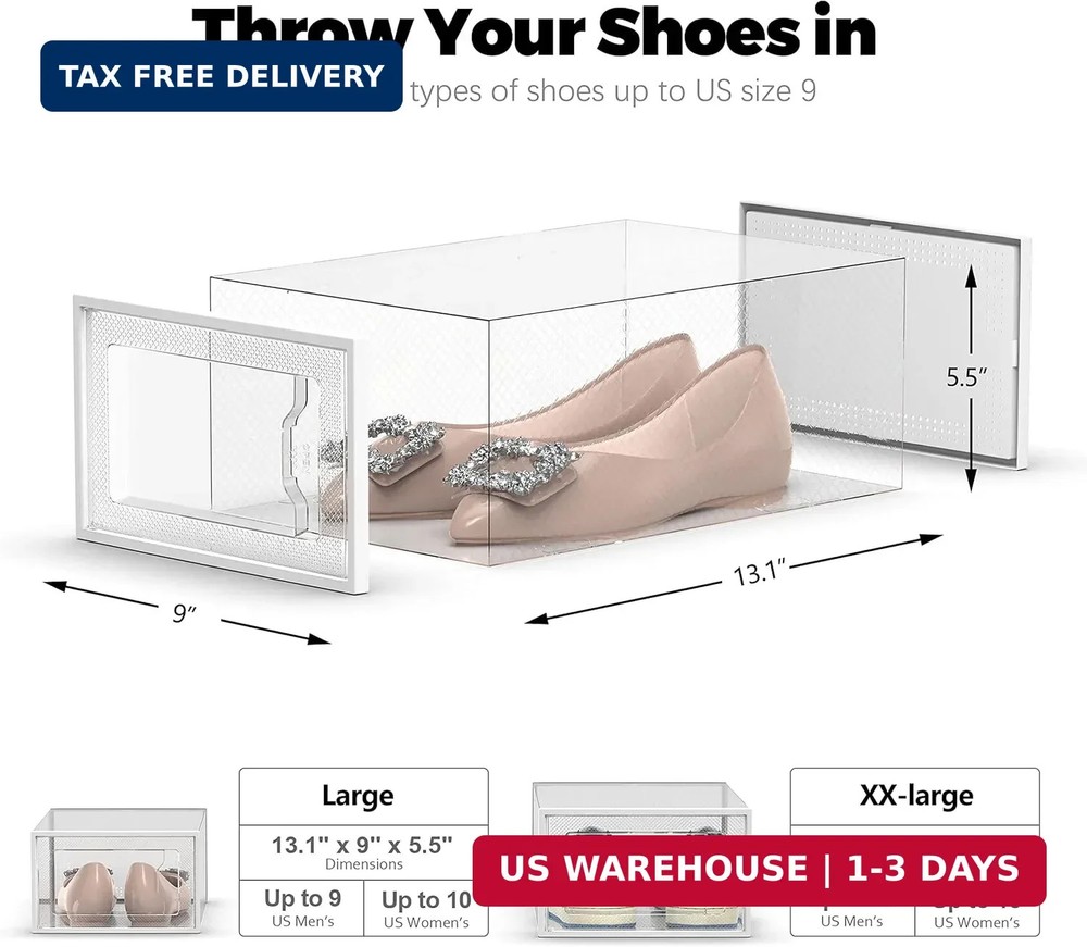 SEE SPRING 12 Pack Shoe Storage Box, Clear Plastic Stackable Shoe Organizer for