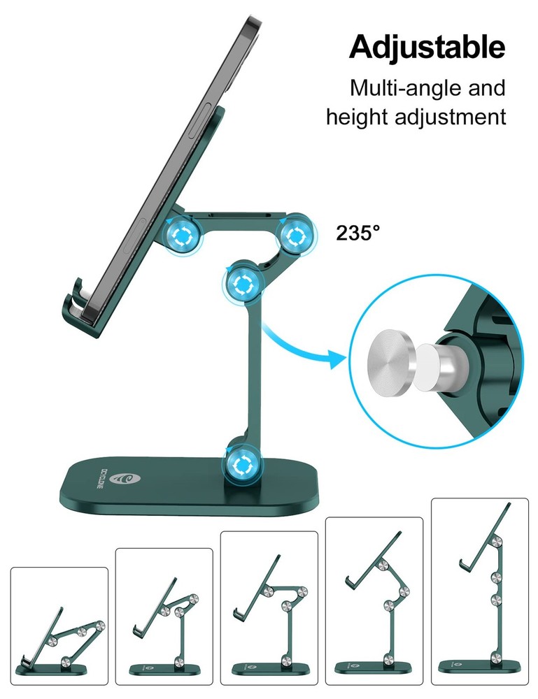 OCYCLONE Phone Stand, Adjustable Height and Angle Foldable Cell Green