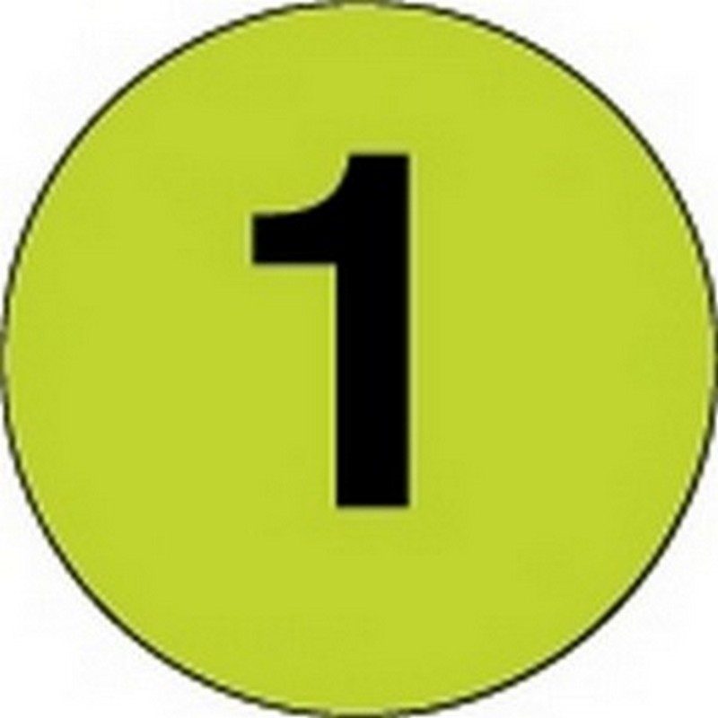 3" Diameter Number 1 Circle Labels (500 per Roll)