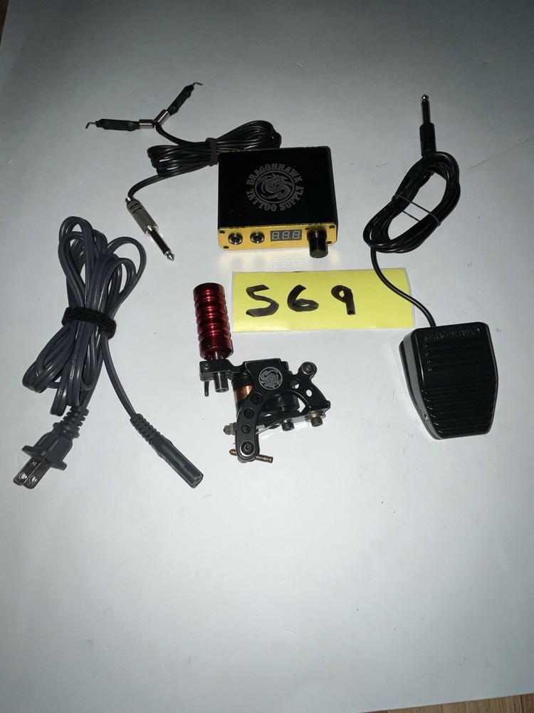 Dragonhawk Tattoo Gun Variable Foot Speed Throttle Controller Power Supply Cords